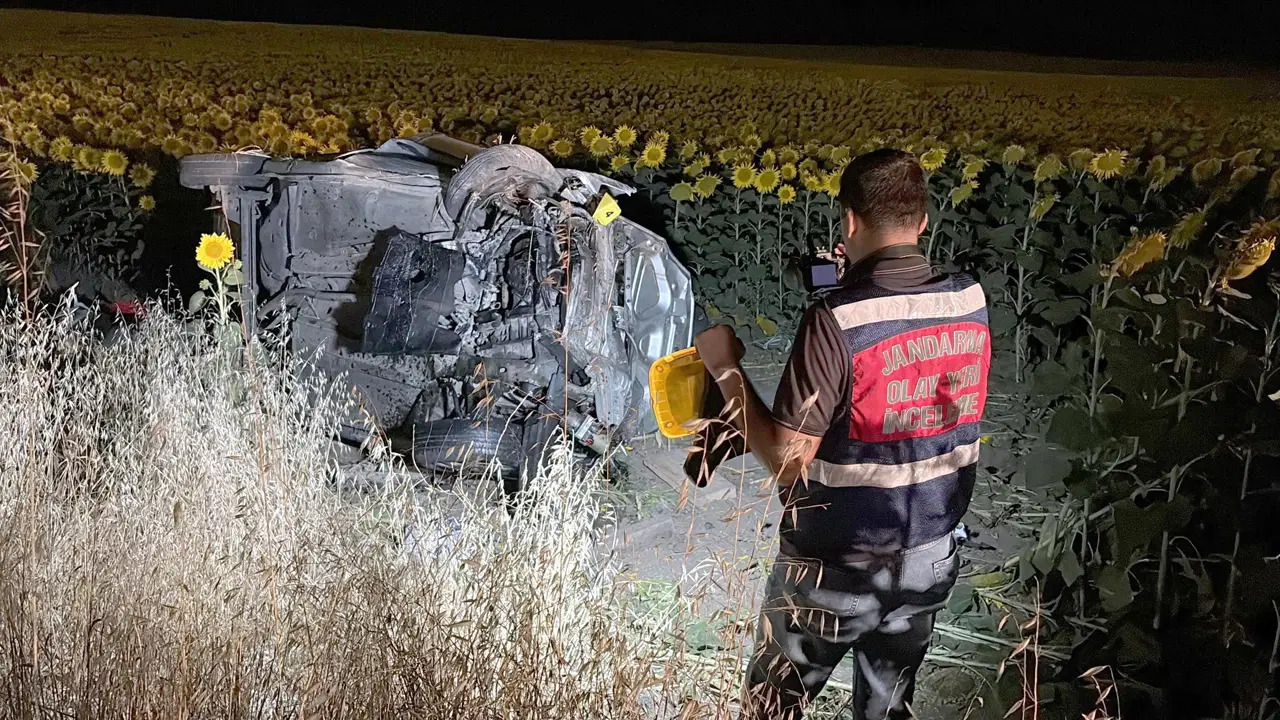 Otomobil ayçiçeği tarlasına devrildi: 5 kişi yaralandı